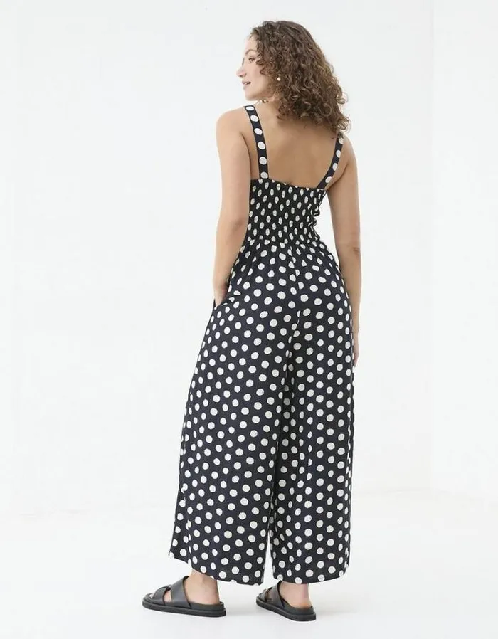 Women FatFace Vacation Shop Ruby Polka Dot Jumpsuit Navy