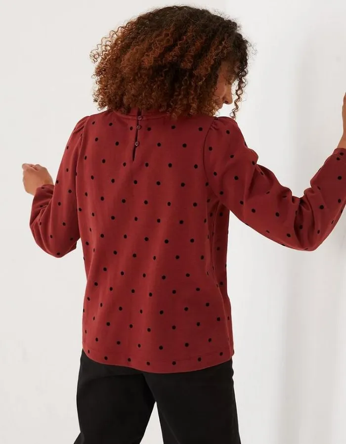 Women FatFace Women039s Sale Aimee Spot Crew Sweatshirt Dark Red