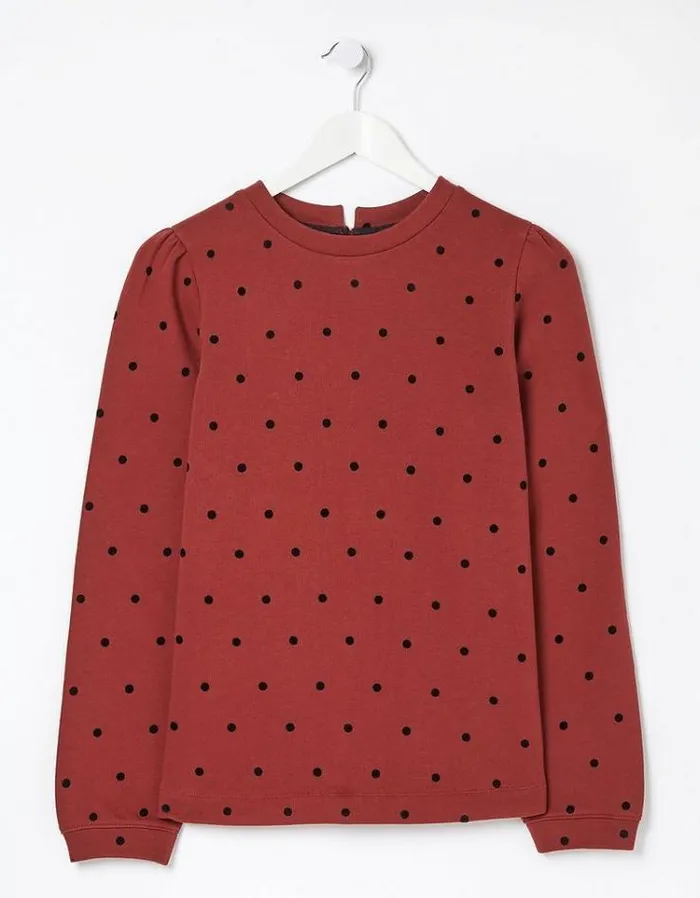 Women FatFace Women039s Sale Aimee Spot Crew Sweatshirt Dark Red