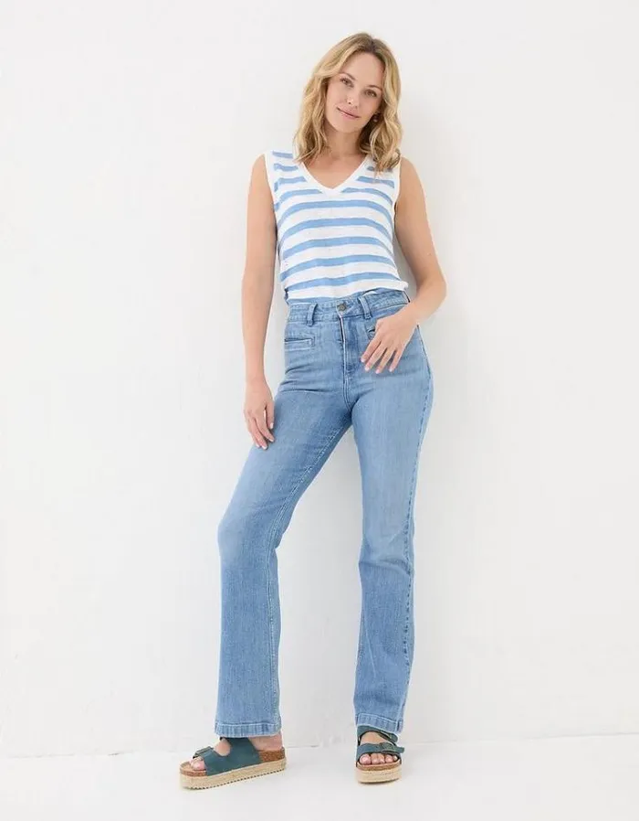 Women FatFace Women039s Sale Fly Flare Jeans Light Vintage Blue