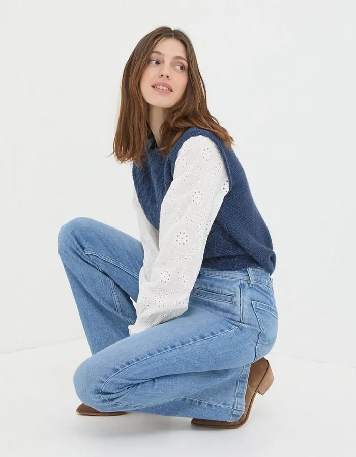 Women FatFace Women039s Sale Fly Flare Jeans Light Vintage Blue