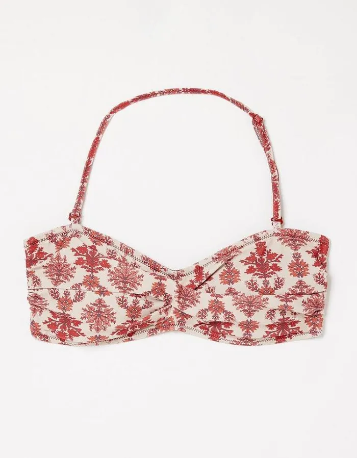 Women FatFace Women039s Sale Jaipur Floral Twist Bikini Top Hot Orange