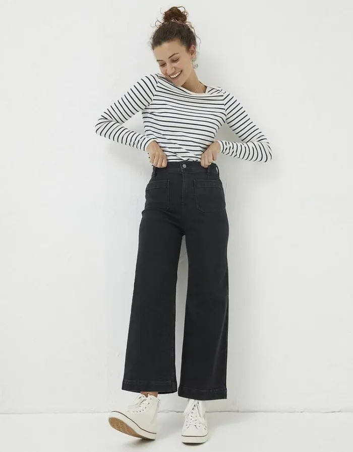 Women FatFace Women039s Sale Keswick Wide Leg Jeans Black
