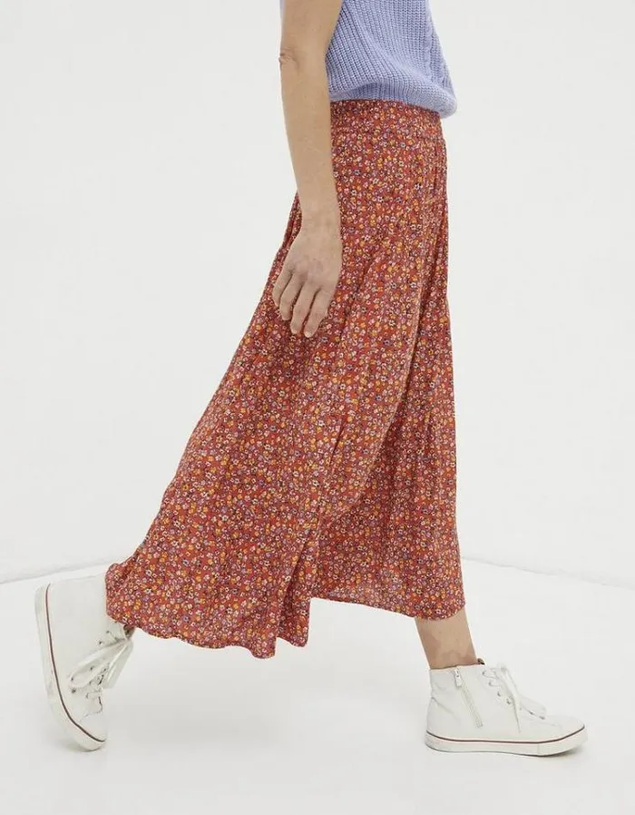 Women FatFace Women039s Sale Millie Gradient Floral Midi Skirt Vintage Red