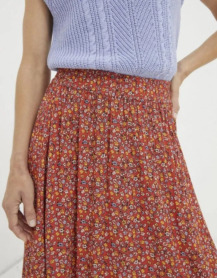 Women FatFace Women039s Sale Millie Gradient Floral Midi Skirt Vintage Red