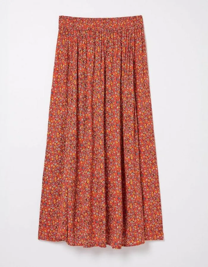 Women FatFace Women039s Sale Millie Gradient Floral Midi Skirt Vintage Red