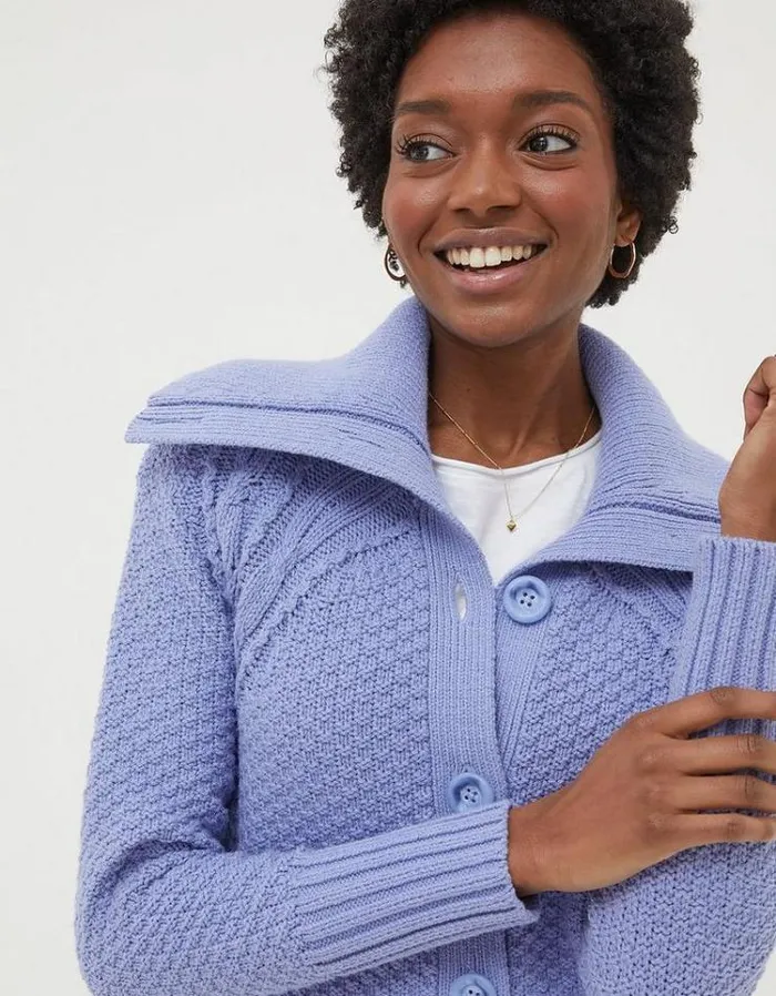 Women FatFace Women039s Sale Raya Collared Cardigan Washed Blue