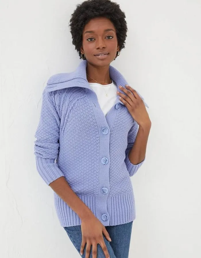 Women FatFace Women039s Sale Raya Collared Cardigan Washed Blue