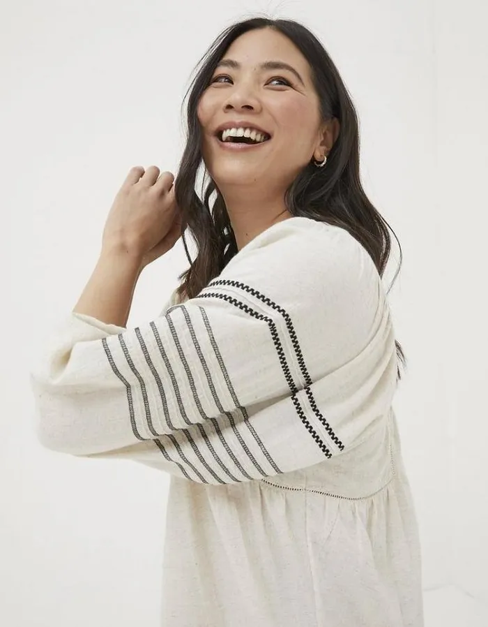 Women FatFace Women039s Sale Tori Embroidered Tunic Oatmeal