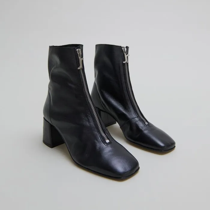 Women Front Zip Ankle Boots Black JONAK Ankle Boots Lowboots