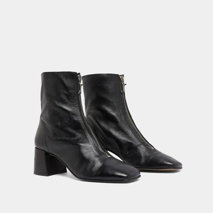 Women Front Zip Ankle Boots Black JONAK Ankle Boots Lowboots
