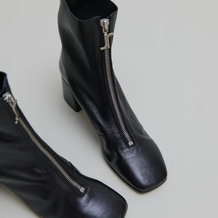 Women Front Zip Ankle Boots Black JONAK Ankle Boots Lowboots