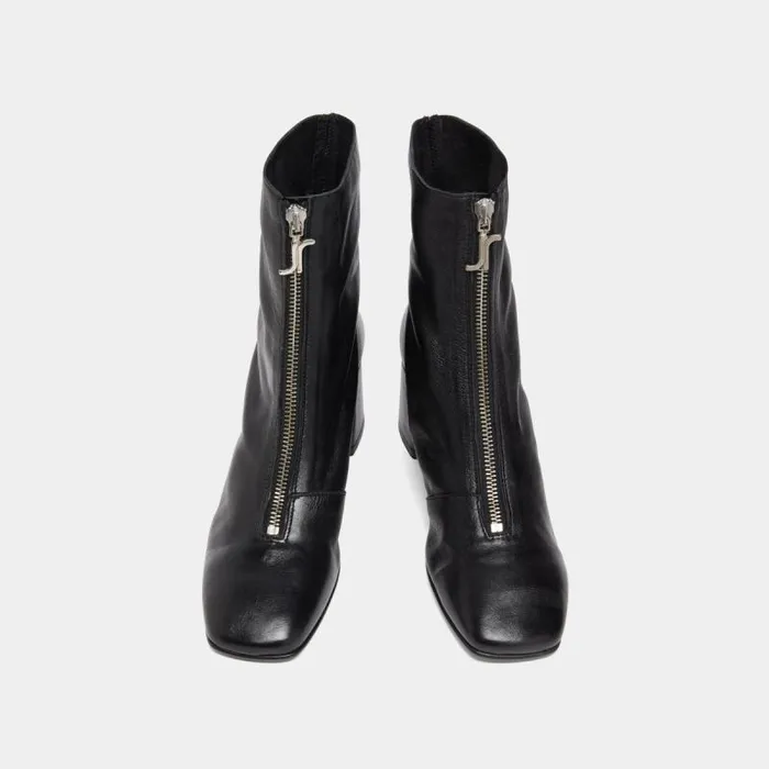 Women Front Zip Ankle Boots Black JONAK Ankle Boots Lowboots