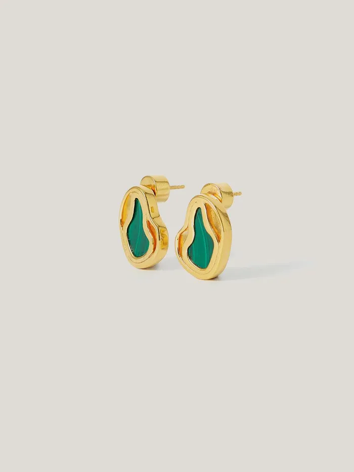 Women Gold Vermeil Earring Gold Jigsaw Party