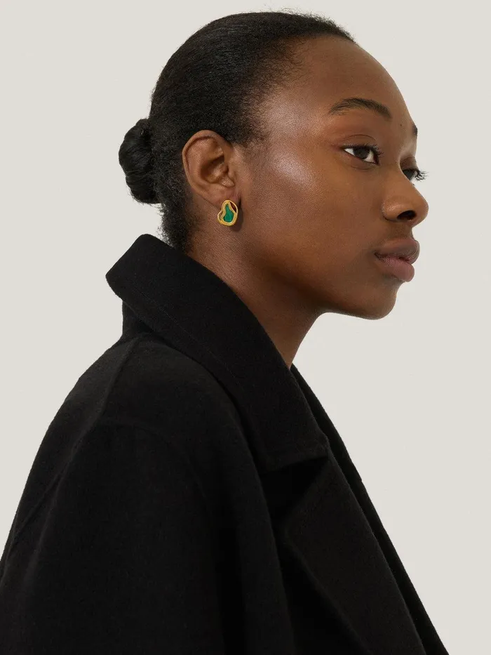 Women Gold Vermeil Earring Gold Jigsaw Party