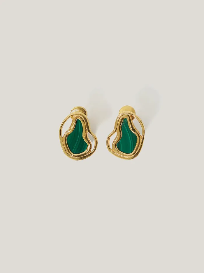 Women Gold Vermeil Earring Gold Jigsaw Party