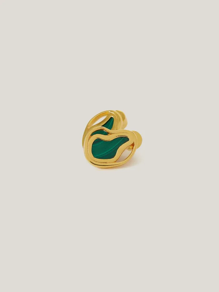 Women Gold Vermeil Earring Gold Jigsaw Party