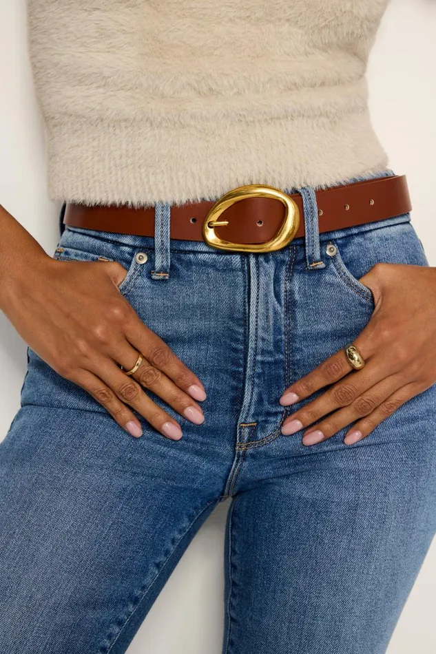 Women GOOD AMERICAN Belts CLASSIC OVAL BUCKLEBELT Cognac002