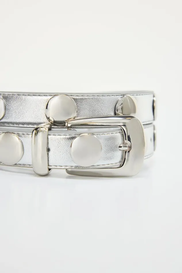 Women GOOD AMERICAN Belts CLASSIC STUDDED SILVERBELT Chrome004 Women GOOD AMERICAN Belts CLASSIC STUDDED SILVERBELT Chrome004