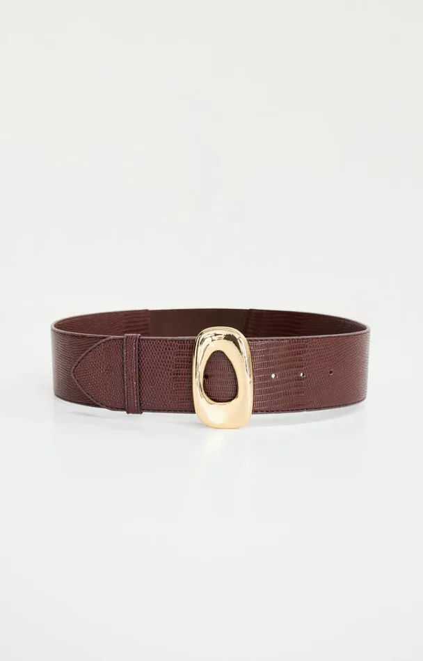Women GOOD AMERICAN Belts WIDE OVAL BUCKLEBELT Brown Lizard Rint001 Women GOOD AMERICAN Belts WIDE OVAL BUCKLEBELT Brown Lizard Rint001