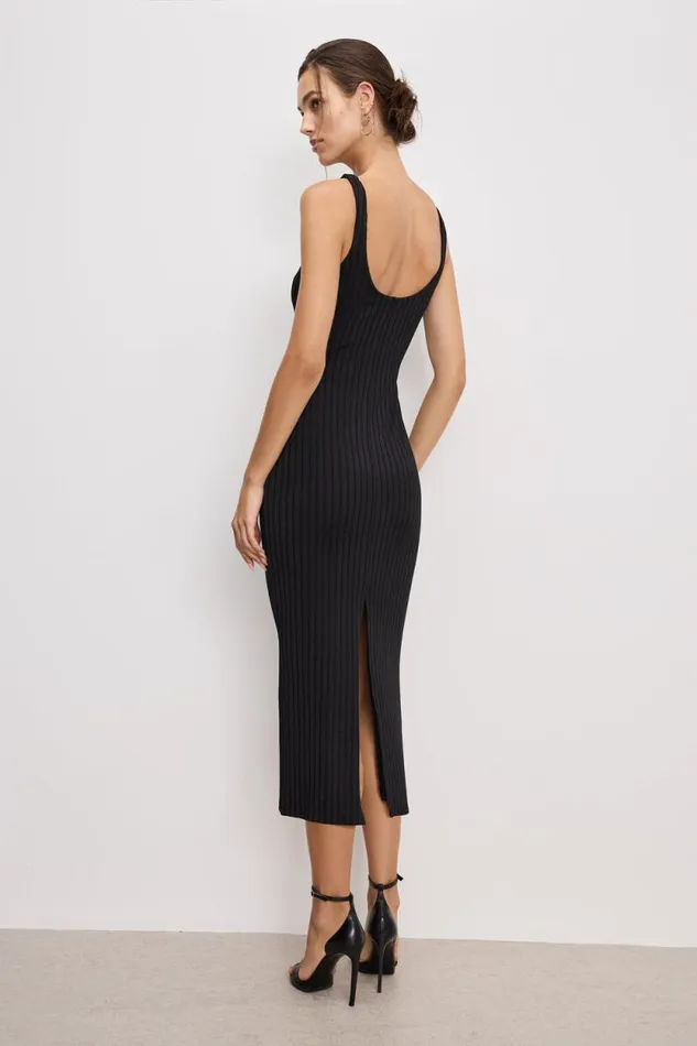 Women GOOD AMERICAN Dresses RIBBED MIDIDRESS Black001 Women GOOD AMERICAN Dresses RIBBED MIDIDRESS Black001