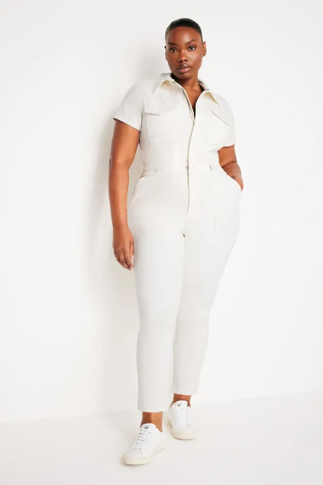 Women GOOD AMERICAN Jumpsuits FIT FOR SUCCESS LIGHT COMPRESSIONJUMPSUIT Cloud White001