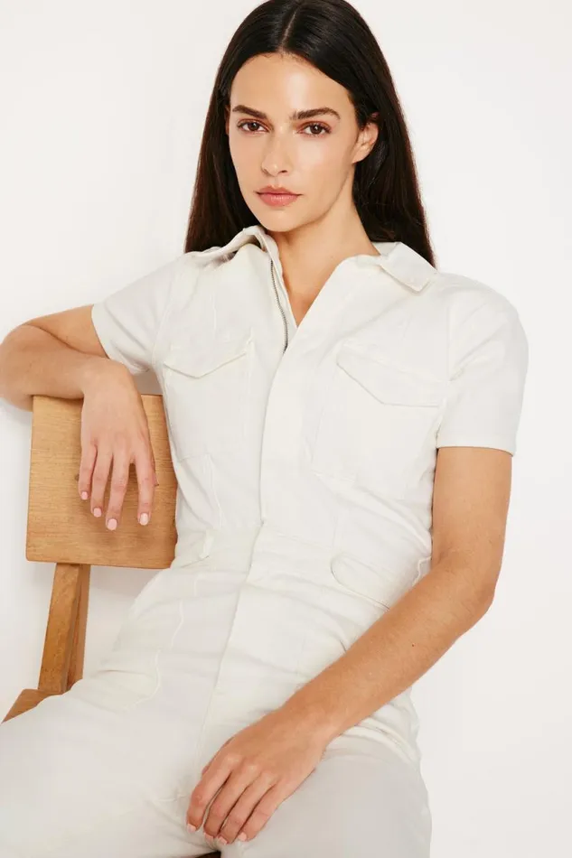 Women GOOD AMERICAN Jumpsuits FIT FOR SUCCESS LIGHT COMPRESSIONJUMPSUIT Cloud White001