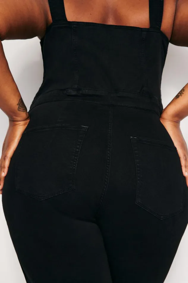Women GOOD AMERICAN Jumpsuits LACE UP UTILITYJUMPSUIT Black001