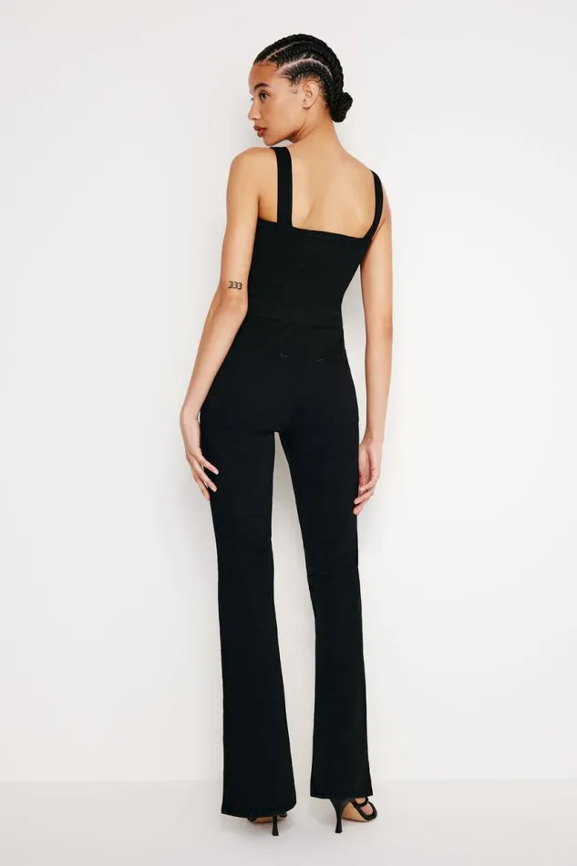 Women GOOD AMERICAN Jumpsuits LACE UP UTILITYJUMPSUIT Black001