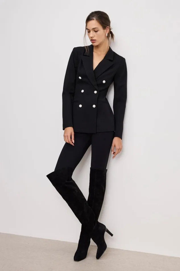 Women GOOD AMERICAN Outerwear PONTE DOUBLE BREASTEDBLAZER Black001