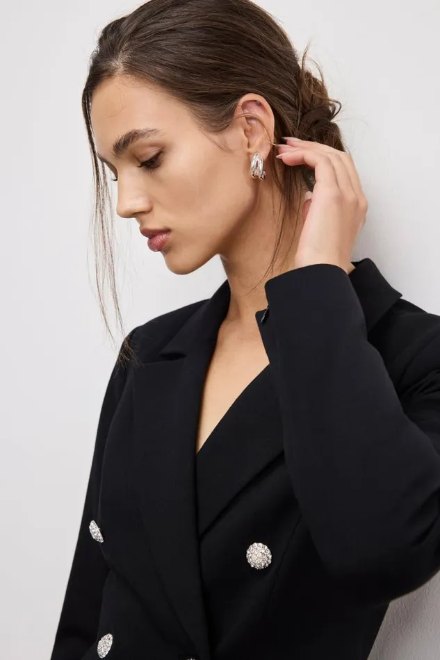 Women GOOD AMERICAN Outerwear PONTE DOUBLE BREASTEDBLAZER Black001