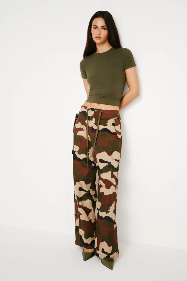 Women GOOD AMERICAN Pants PARACHUTEPANTS Fatigue Greenc Amo01