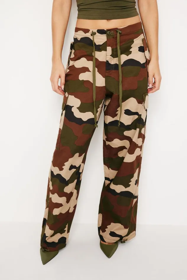Women GOOD AMERICAN Pants PARACHUTEPANTS Fatigue Greenc Amo01