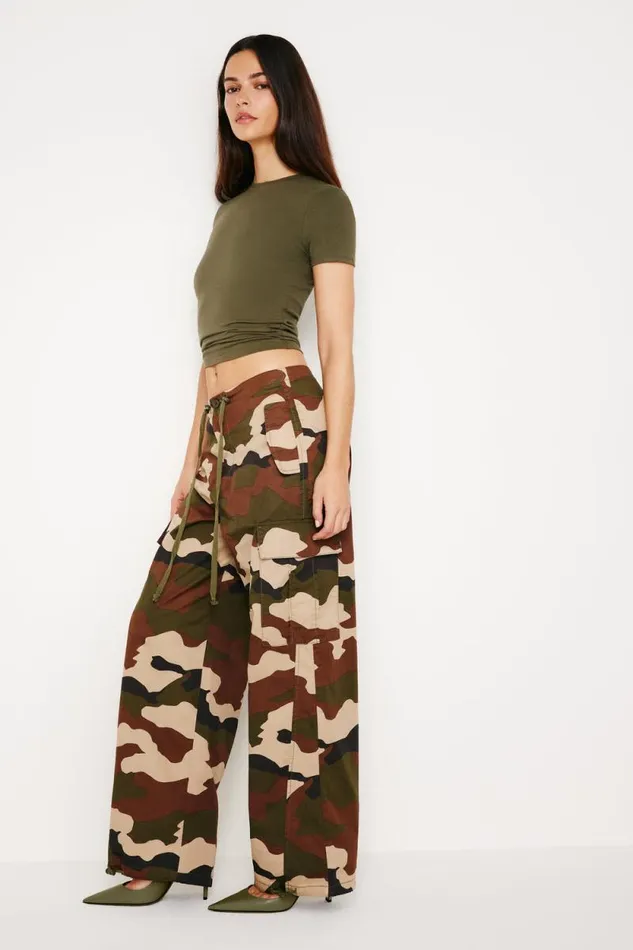 Women GOOD AMERICAN Pants PARACHUTEPANTS Fatigue Greenc Amo01