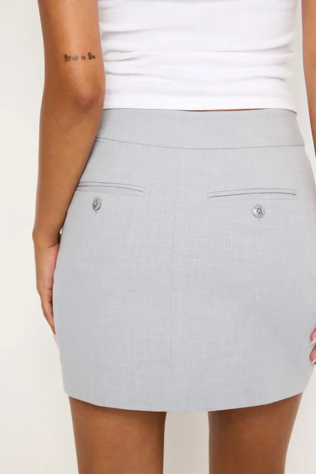 Women GOOD AMERICAN Shorts and Skirts ESSENTIAL SUITING MINISKIRT Heather Grey001