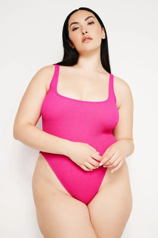 Women GOOD AMERICAN Swim ALWAYS FITS HIGHLEGSWIMSUIT Pink Glow002