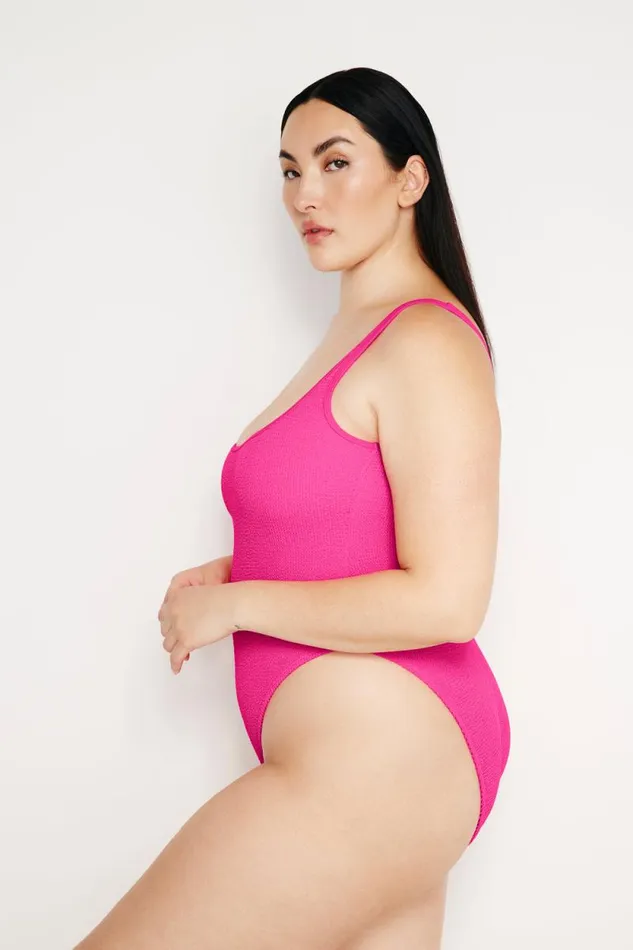 Women GOOD AMERICAN Swim ALWAYS FITS HIGHLEGSWIMSUIT Pink Glow002