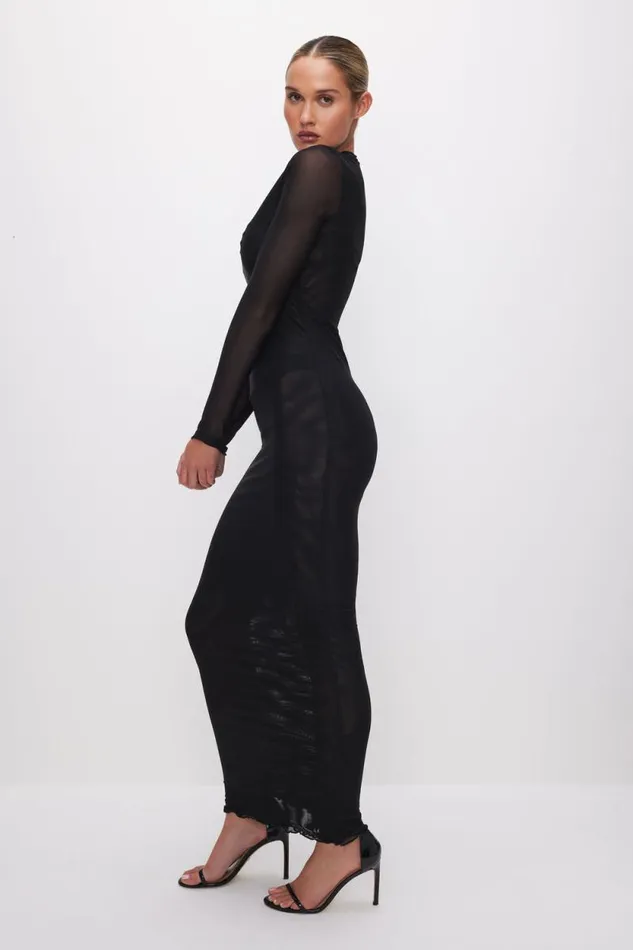Women GOOD AMERICAN Swim MESH MAXIDRESS Black001