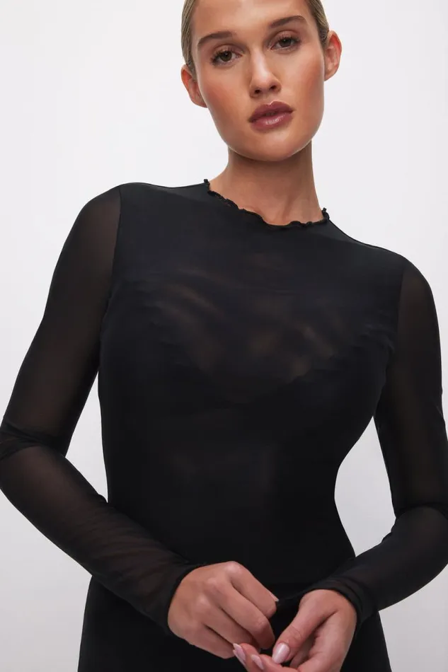 Women GOOD AMERICAN Swim MESH MAXIDRESS Black001