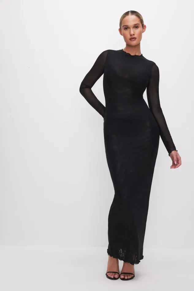 Women GOOD AMERICAN Swim MESH MAXIDRESS Black001