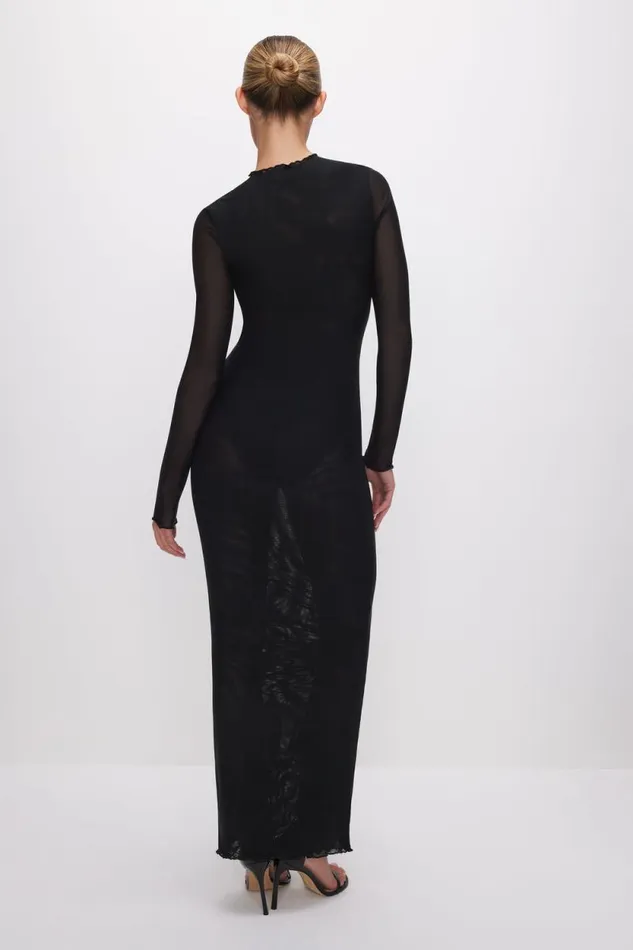 Women GOOD AMERICAN Swim MESH MAXIDRESS Black001