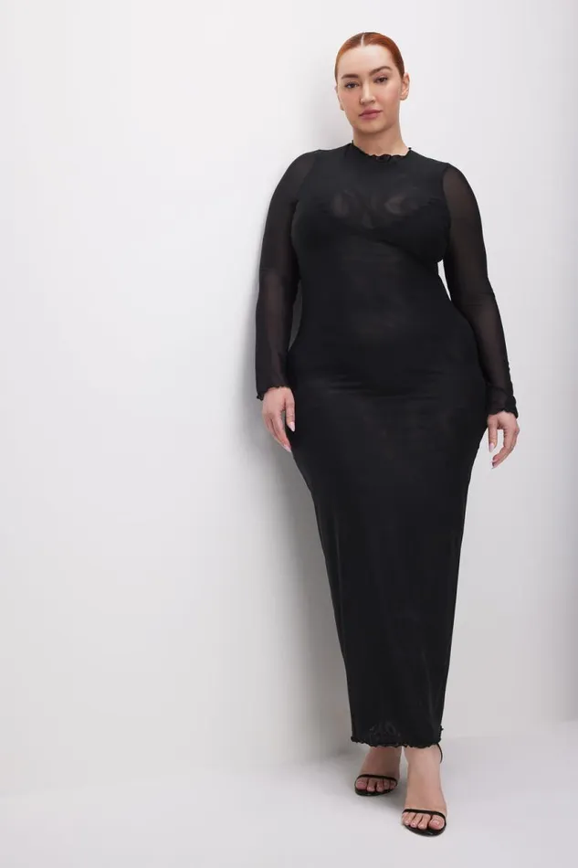 Women GOOD AMERICAN Swim MESH MAXIDRESS Black001