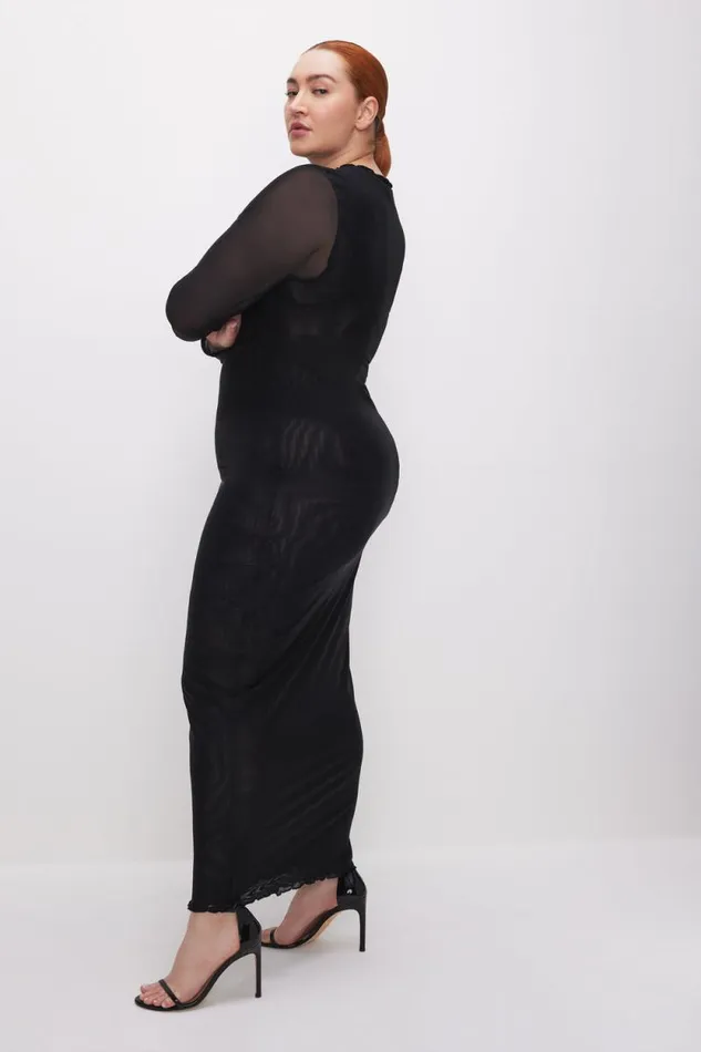 Women GOOD AMERICAN Swim MESH MAXIDRESS Black001