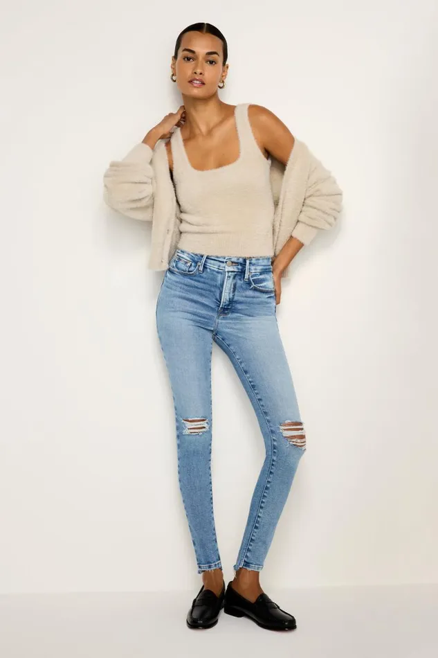 Women GOOD AMERICAN Tops FUZZY TANKTOP Flax001