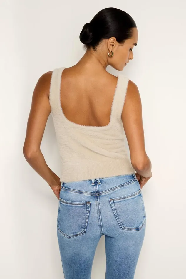 Women GOOD AMERICAN Tops FUZZY TANKTOP Flax001