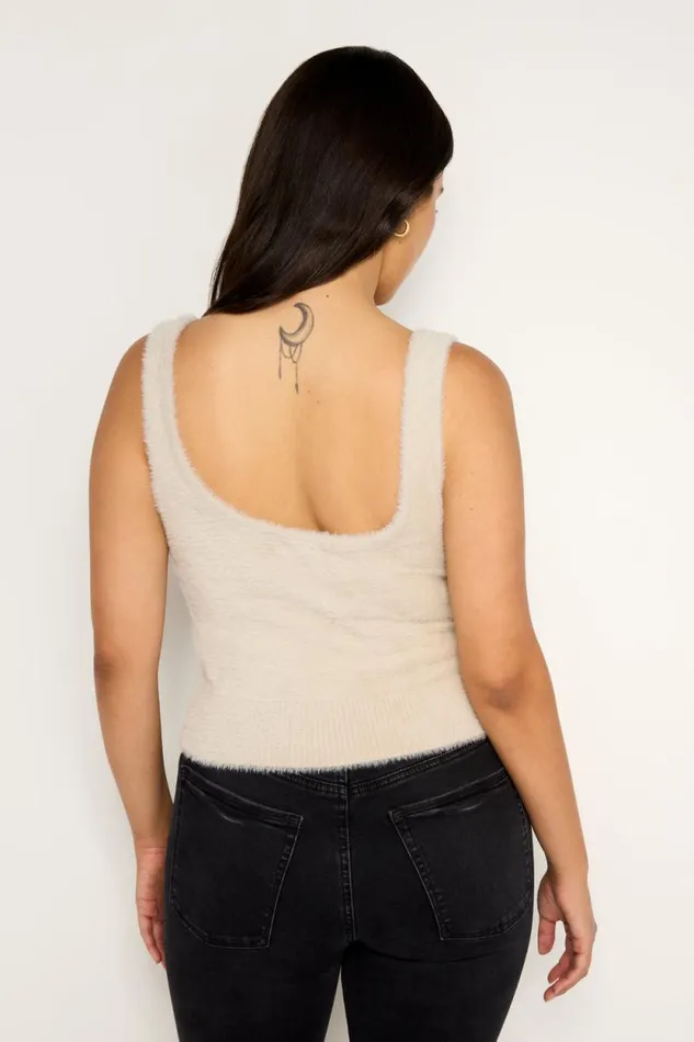 Women GOOD AMERICAN Tops FUZZY TANKTOP Flax001