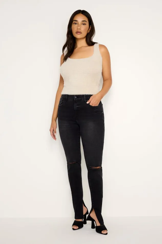 Women GOOD AMERICAN Tops FUZZY TANKTOP Flax001