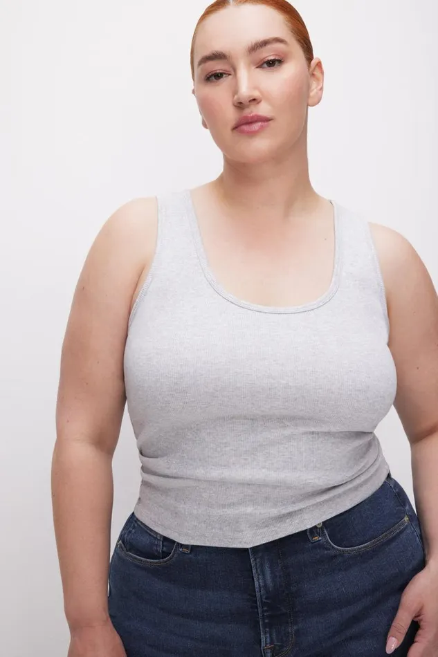 Women GOOD AMERICAN Tops MICRO RIB TANKTOP Heather Grey001