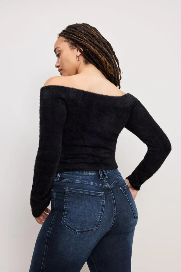 Women GOOD AMERICAN Tops OFF SHOULDER PLUSHTOP Black001 Women GOOD AMERICAN Tops OFF SHOULDER PLUSHTOP Black001