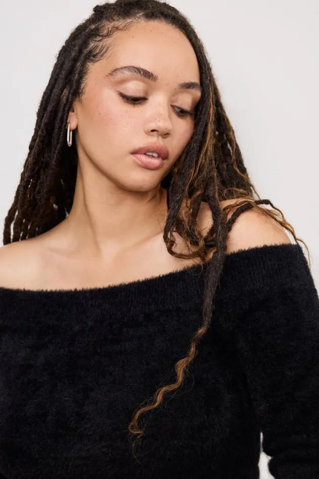 Women GOOD AMERICAN Tops OFF SHOULDER PLUSHTOP Black001 Women GOOD AMERICAN Tops OFF SHOULDER PLUSHTOP Black001